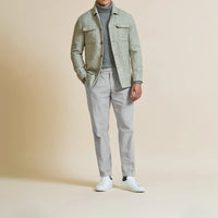 Sport Coat - Ivory Wool-Alpaca Blend with Light Grey Gingham 9066 OMJ Clothing
