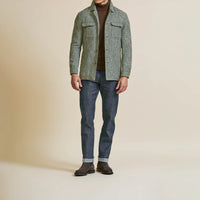 Sport Coat - Jade Green-Beige Wool-Alpaca-Linen Blend Glencheck with Cinnamon Windowpane 9069 OMJ Clothing