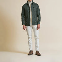 Sport Coat - Forest Green Silk-Wool with Micro-Design 9071 OMJ Clothing