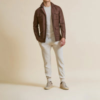 Sport Coat - Caramel Silk-Wool with Micro-Design 9087 OMJ Clothing