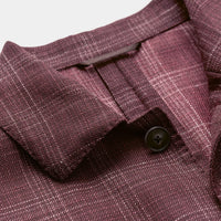 Sport Coat - Aubergine Wool-Silk Linen with Subtle Check OMJ Clothing
