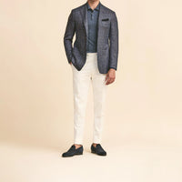 Sport Coat - Slate Blue Glencheck by Loro Piana 9125 OMJ Clothing