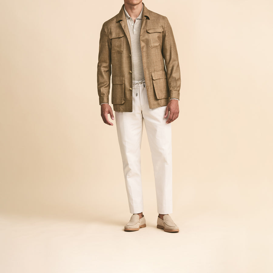 Sport Coat - Caramel Wool-Silk-Linen Twill 9108